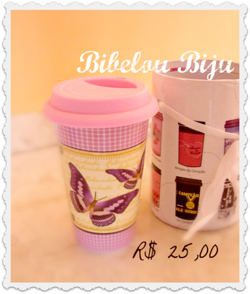 Copo porcelana tampa silicone
