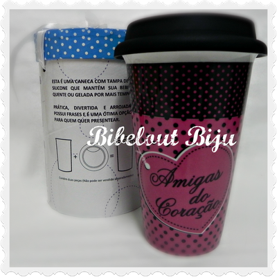 Copo porcelana tampa silicone
